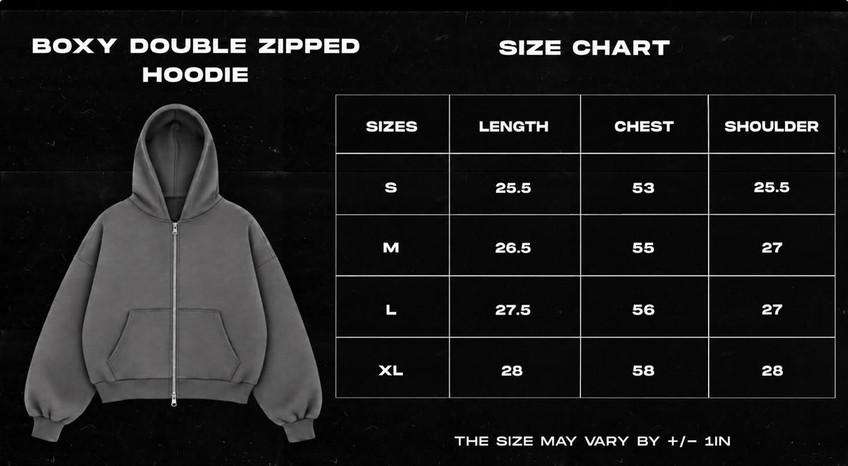 Black Boxy Dual Zipper Hoodie | 360 GSM