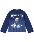 Blue Ombré Waffle Knit Oversized Full-Sleeve Back Design