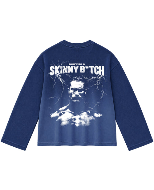 Blue Ombré Waffle Knit Oversized Full-Sleeve Back Design