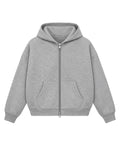 Grey Boxy Dual Zipper Hoodie Front Design